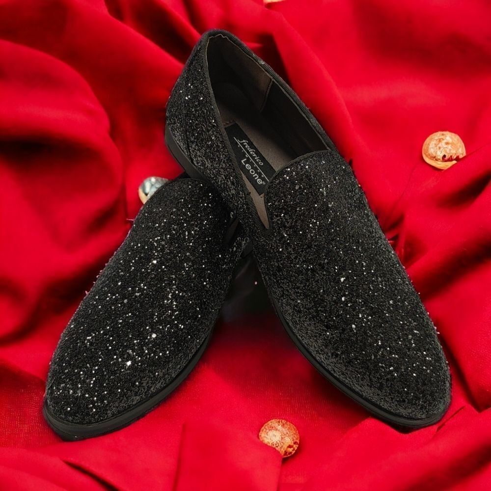 MEN'S FREDERICO LEONE BLACK SPARKLE TUXEDO SHOE. FS350.